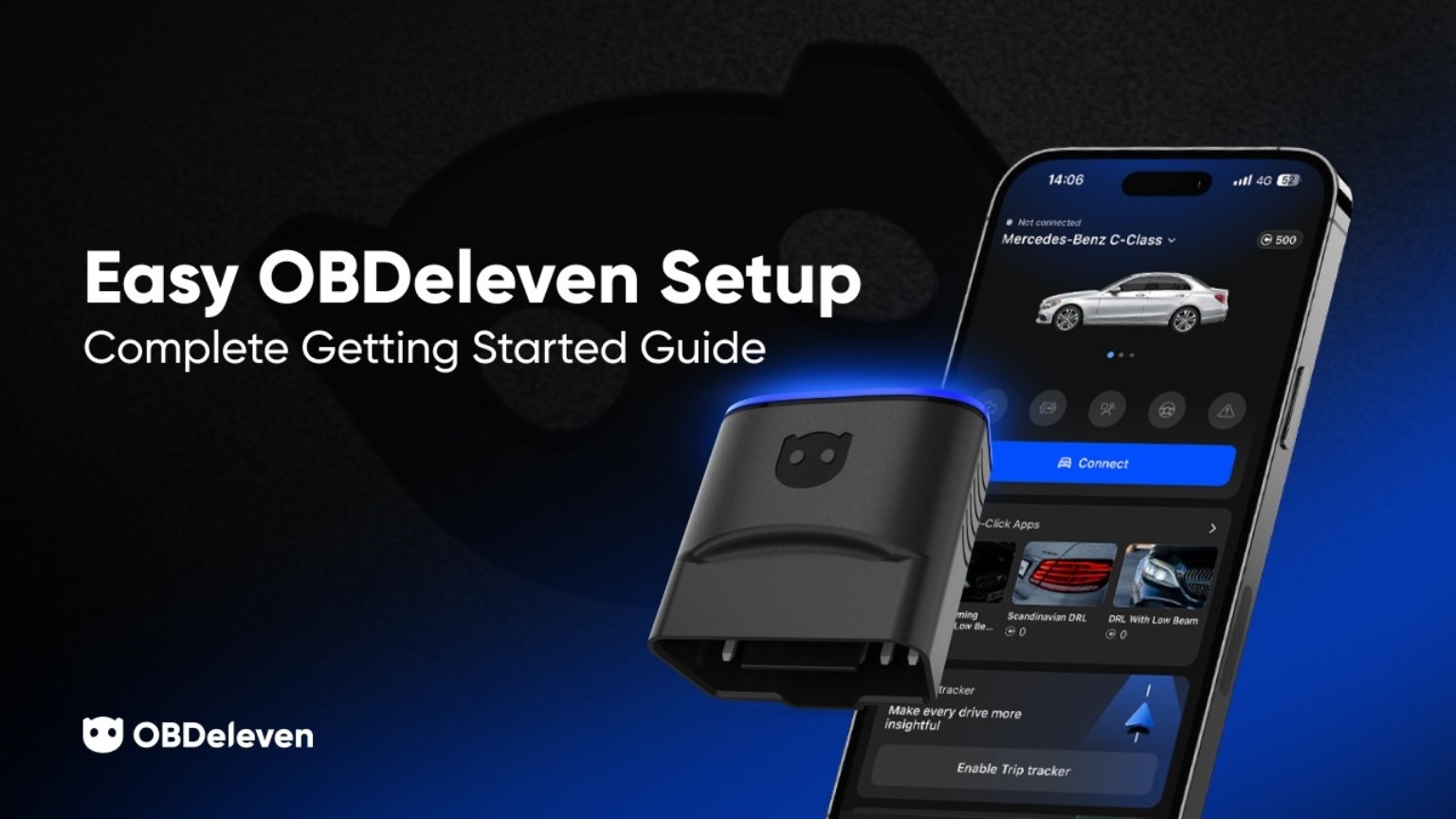 Supplied OBDeleven setup promotional image showing a device and phone app